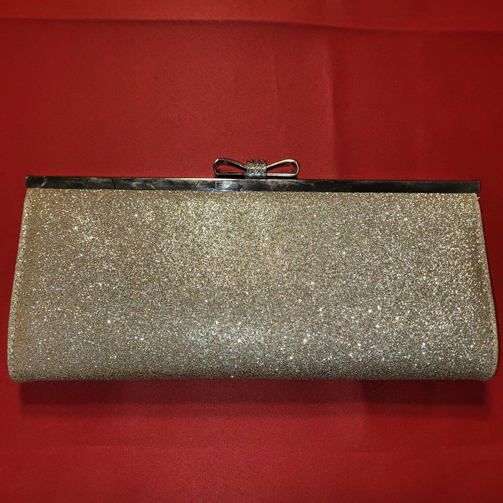 INC International Concepts Gold Glitter Evening Clutch